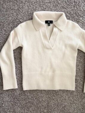 Banana Republic Luna 100% Cashmere Sweater Polo, Ivory, Size XS